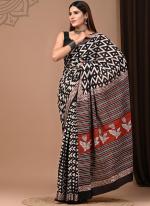 Cotton Black Daily Wear Printed Saree